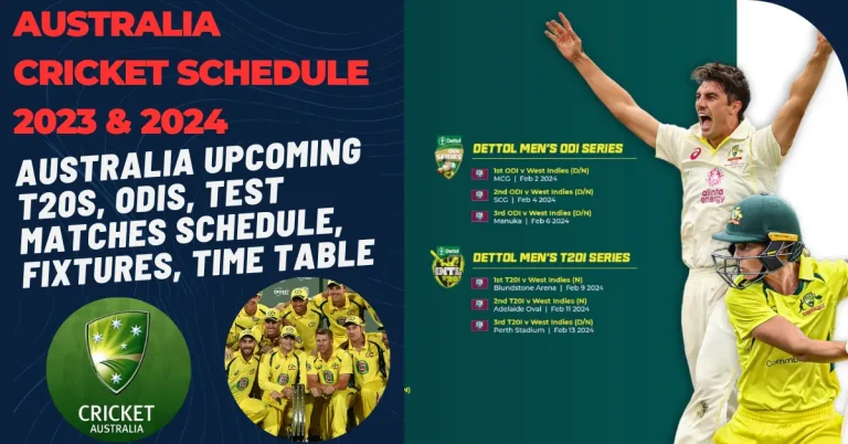 Australia Cricket Schedule 2023 & 2024
